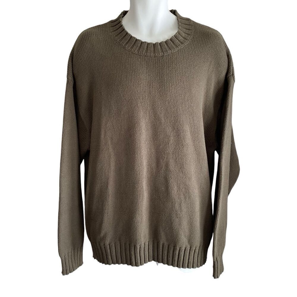 Banana Republic Sweater Men's Large Green Organic Cotton Crew Neck Oversized NWT